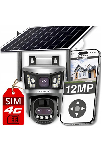NO BRAND Cameră solară rotativă cu 3 lentile, 12MPx, cu cartelă SIM 4G, zoom 10x