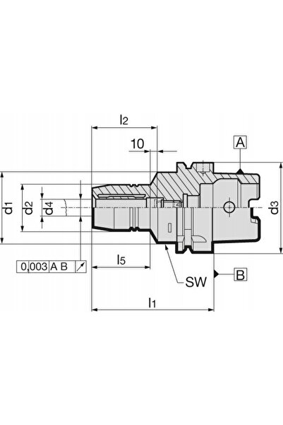 NO BRAND Mâner de prindere hidraulic DIN69893A HSK-A63 25x120 mm GÜHRING