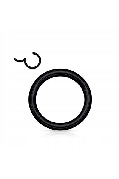 NO BRAND Cercel tip inel din titan, negru, clicker, 0,8/6