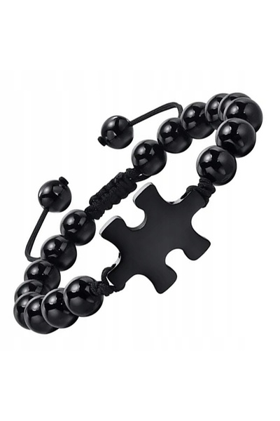 NO BRAND Brățară din cornalină, Negru PUZZEL Puzzelek, Gravură