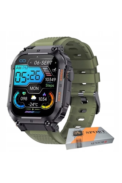 SENSORR Ceas militar robust pentru bărbați, smartwatch cu brățară, apeluri, S...