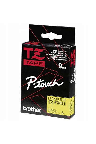 Brother TZe-FX621 Bandă Flexi ID 9mm x 8m imprimare neagră / fundal galben