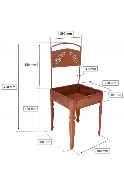 NO BRAND Scaun metalic, decorațiune de grădină, jardinieră, rugină, 75