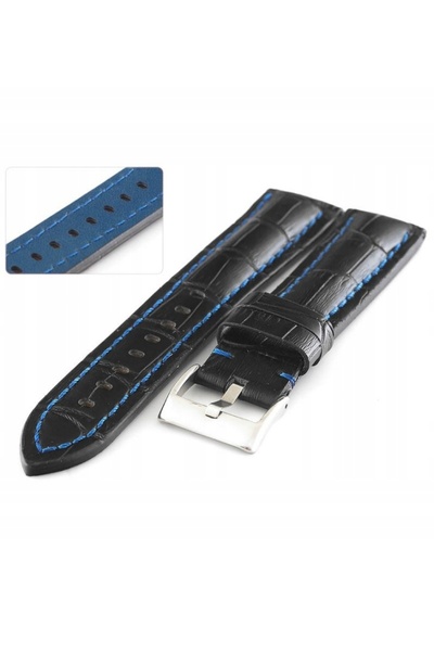 NO BRAND DILOY 395 - NEGRU/albastru - 24mm - Curea de ceas din piele