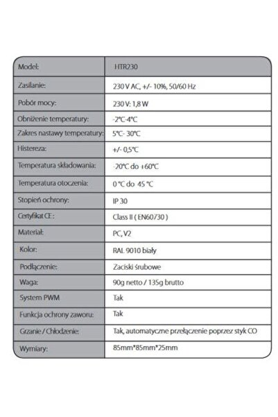 NO BRAND Regulator SALUS HTR230 20 cu fir, montaj la suprafață, cu cadran ana...