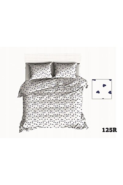 NO BRAND Lenjerie de pat bumbac 90x120 R125 inimioare albe inimioare bleumari...