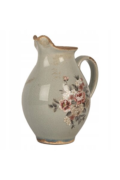 NO BRAND Vază ceramică gri de 18 cm, ghiveci pentru flori, vază pentru tranda...