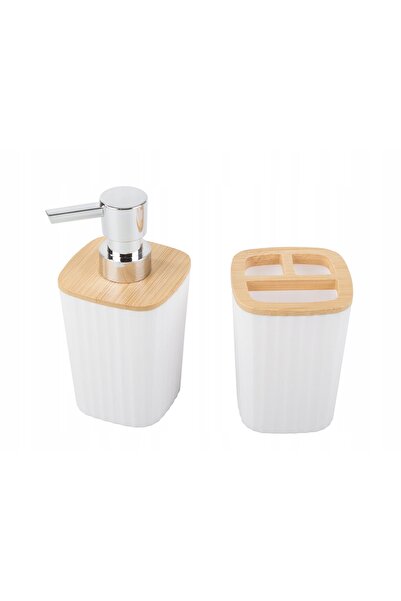 verk group Set de baie: Perie de baie, Dozator WC, Coș, Bambus, 6 piese
