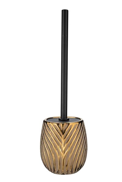 Wenko Perie de toaletă cu recipient, set decorativ de baie din ceramică, auriu