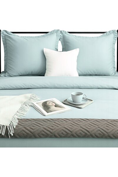 Spod Igły i Nitki 160x200 Ruffy Premium Sage Lenjerie de pat din satin cu volane