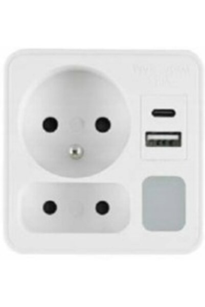 NO BRAND Splitter cu două prize, lampă de veghe USB A USB C