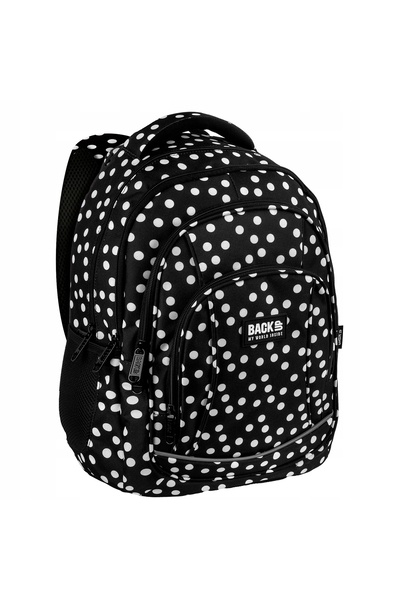 NO BRAND Rucsac școlar pentru fete, model Backup Retro cu buline, negru