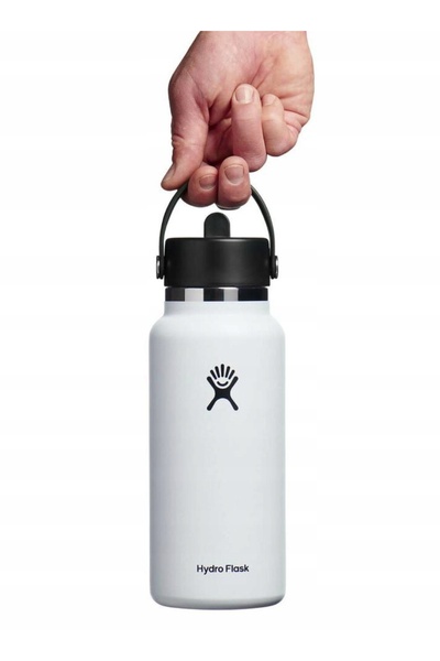 NO BRAND Termos Hydro Flask cu gură largă și capac cu pai, 946 ml - alb