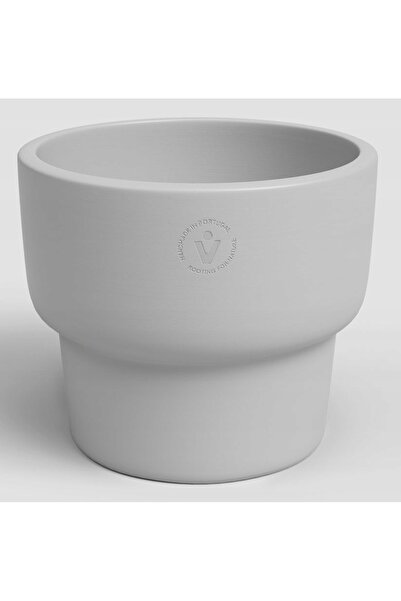 NO BRAND Ghivece ceramice gri cu picior ECHO HIGH 16/14, capac ceramic gri