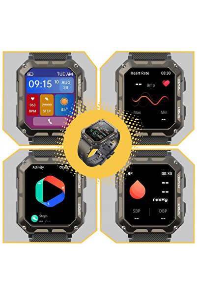 NO BRAND CEAS SMARTWATCH MILITAR BLINDAT, REZISTENT LA ÎNGHEȚ PL MENU FOLIE G...