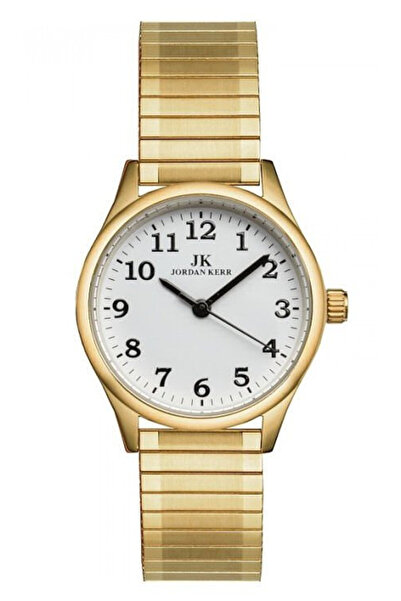 JORDAN KERR Ceas de damă rotund auriu cu brățară extensibilă 29 mm