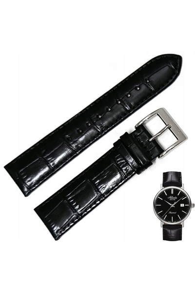 JORDAN KERR Curea de ceas din piele naturală neagră Atlantic Seacrest 22 mm c...