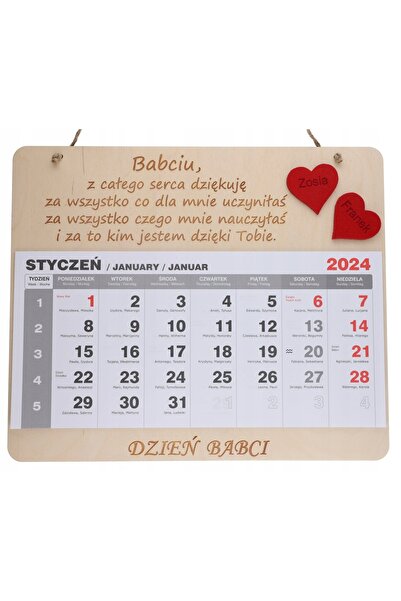 NO BRAND Calendar din lemn de Ziua Bunicii, gravat cu inimă roșie pentru Bunica
