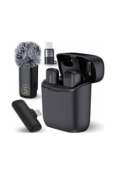 NO BRAND Microfon wireless lavalier pentru iPhone, telefon, computer USB-C + ...