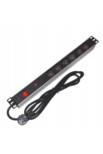 NO BRAND Prelungitor pentru dulap rack 1U 19 " cu 6 prize + întrerupător
