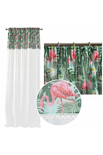 NO BRAND Perdele Botanic 140x250 cm – Crem – Bandă