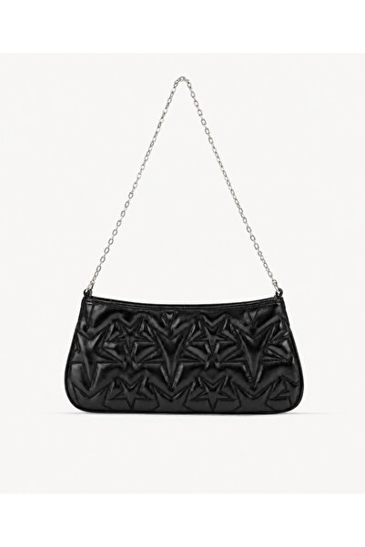 SHAKA Black Shk337 Star Patterned Metallic Look Chain Strap Zippered Hand, Ar...