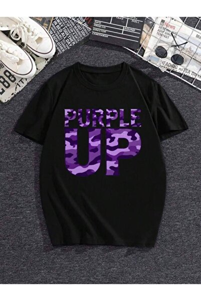25W Women's "Purple Up" Camo Print Crewneck T-Shirt – Black Base With Purple ...