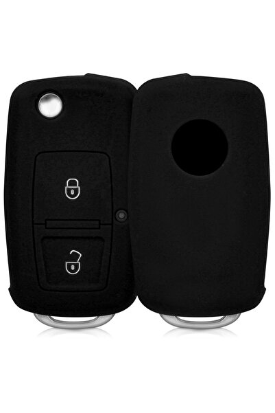 KWmobile KW Θήκη Κλειδιού VW Skoda Seat - Σιλικόνη - 2 Κουμπιά - Black