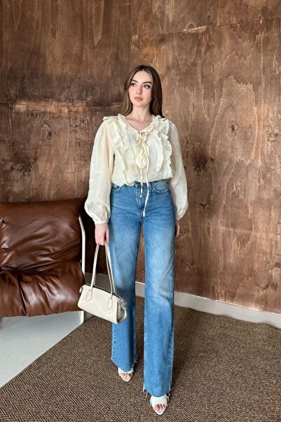 SEREMONİ BUTİK Beige Ruffled Blouse