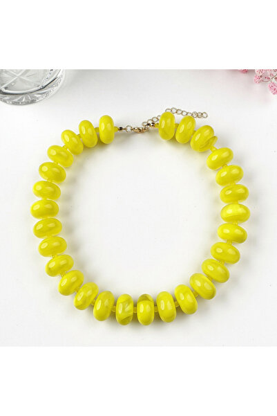 Choice10 Yellow 1pc Bohemian Fashion Casual Dopamine Acrylic Bead Necklace Ch...