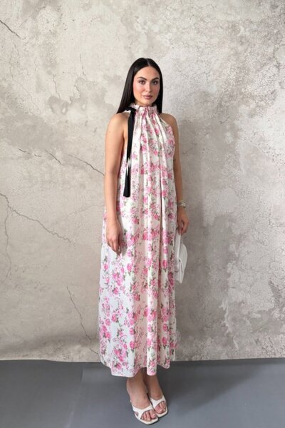 SEREMONİ BUTİK Pink Floral Patterned Dress