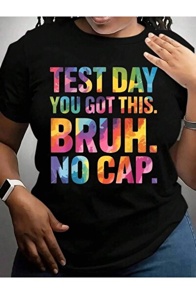 23ERVA تي شيرت للمعلم بطباعة "بروه يو جوت ديس إنه يوم الاختبار" مضحك للعودة إ...