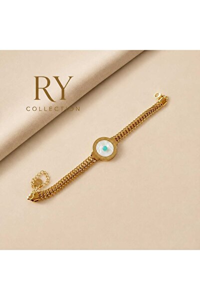 rycollections Stoned Blue Bead Detailed Steel Women's Bracelet