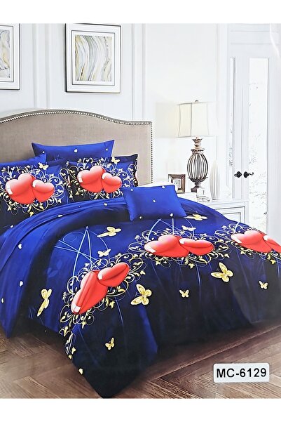 MILANO COLLECTION Finet Duvet Cover Set 6 Pieces Navy Blue MC-6129