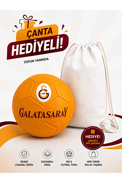 Galatasaray 2026 Sarı Futbol Topu No:5 – Ham Bez Sırt Çantası