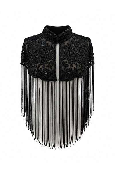 Özge Özgenç Floral Pattern Premium Stone Cape