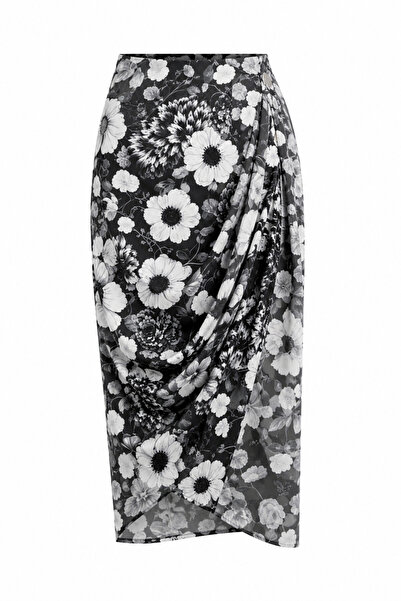 HAZELANNA Floral Printed Asymmetrical Skirt