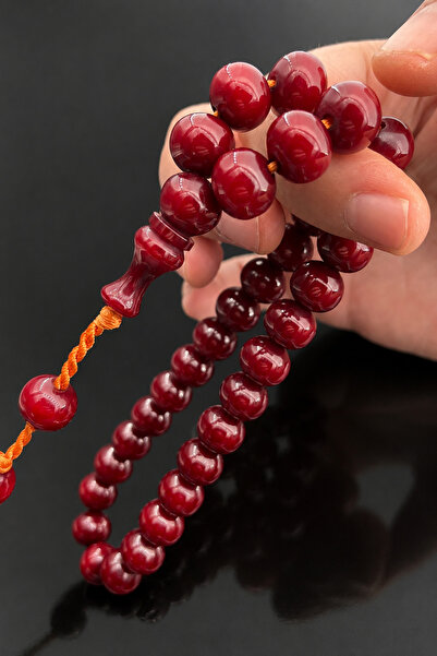 Cemhan Göksal Squeeze Amber Prayer Beads 13X11 mm Antique Cherry Flat Wheel O...