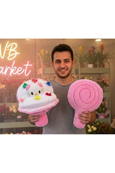 NB market Pink Floral Plush Bouquet 40cm Large Size Furry