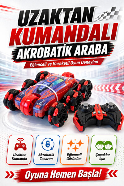 ALL FAST 2.4 GHz Uzaktan Kumandalı 360° Akrobatik Stunt Araba Çok Yönlü Teker...