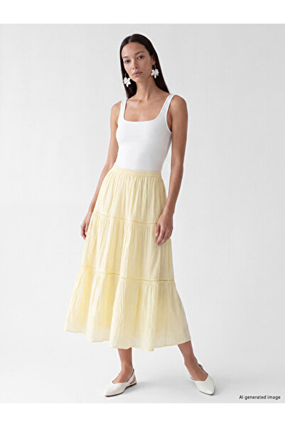LC Waikiki Rmz Gi̇yi̇m Farkiyla Waist Drawstring Layered Skirt
