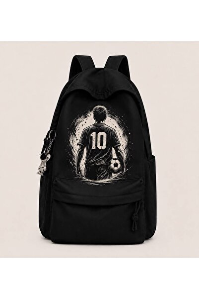 nesebutik Siyah 10 Numara Futbolcu Baskılı Unisex Sırt Çantası OKUL DERSHANE ...