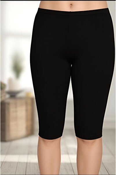 Altınay Women's Black Jacquard Below-The-Knee Capri Underwear Bermuda