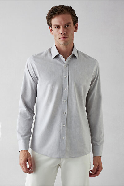 Kiğılı Long Sleeve Slim Fit Patterned 100% Cotton Shirt
