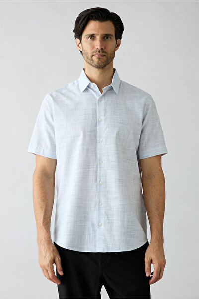 Kiğılı Short Sleeve Regular Fit Striped 100% Cotton Shirt