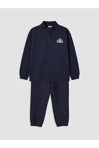 LC Waikiki Navy Blue New York Printed Boys' Suit