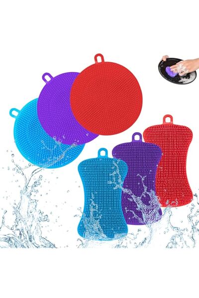 Generic Brand 6 Pcs Silicone Dish Scrubber, Silicone Sponge, Silicone Scrubbe...