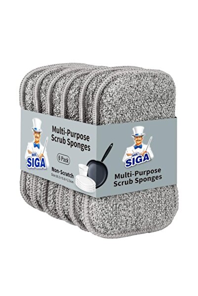 Generic Brand MR.SIGA Dual-Sided Scrub Sponges, Long lasting, Reusable Dishwa...