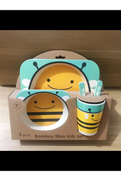 Generic Brand Kids Dinner Set 5 pcs Carton Tableware Dish Children Bamboo Fib...