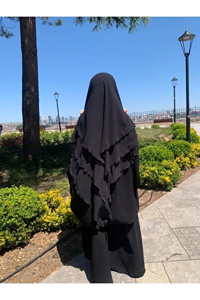 MÜHTEŞEM TEKSTİL Şal Hazır Peçeli Pratik Eşarp Tesettür Hijab 3 Kat Şifon Crepe